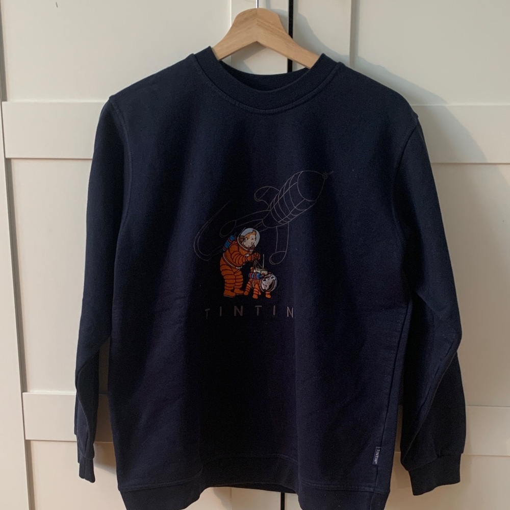 Tintin Navy Sweatshirt with Graphic Design